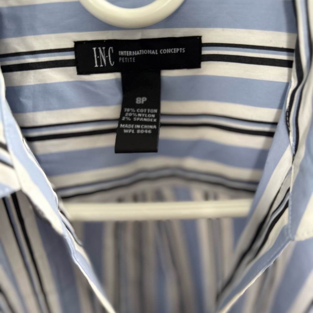 INC International Concepts Petite Blue and White Striped Men's Shirt